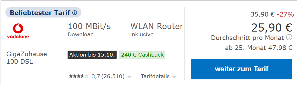 DSL Internet Cashback